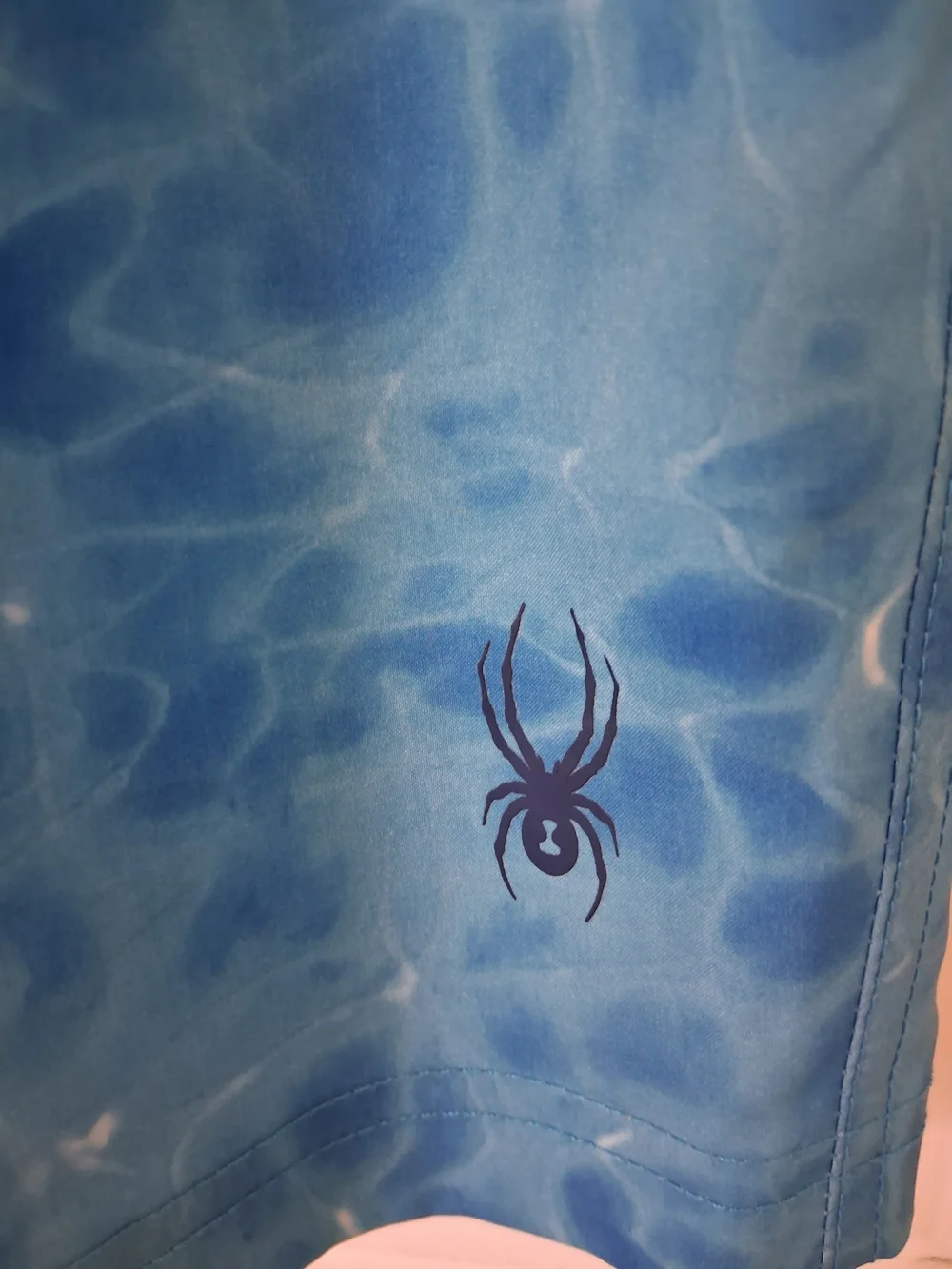 Spyder Kids Navy Long Sleeve Swim Tee with Aqua Spider and Blue Swim Trunks